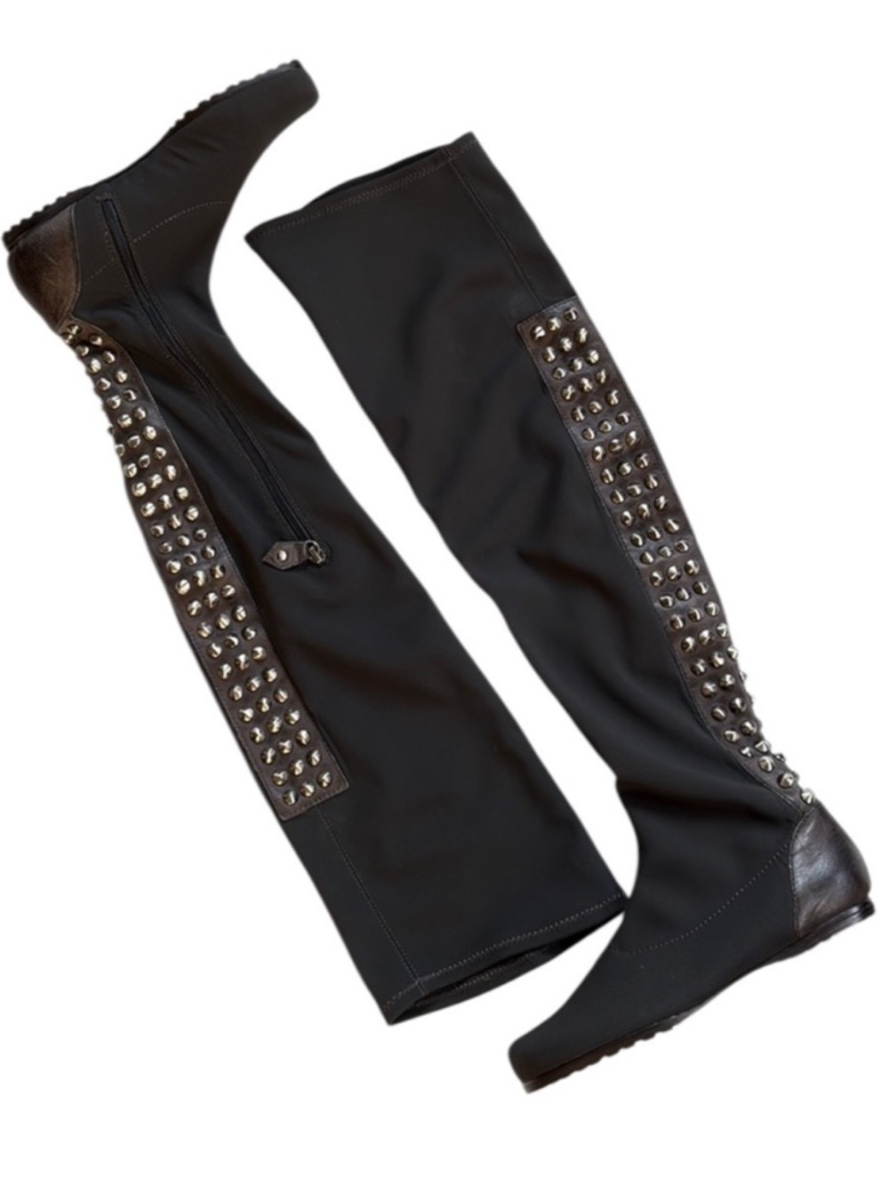 NWOT Lisa for Donald J. Pliner Fabian OTK Studded Stretch & Leather Boots Size 5